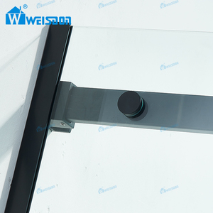 Porte <span class=keywords><strong>de</strong></span> <span class=keywords><strong>douche</strong></span> Weisdon en acier inoxydable <span class=keywords><strong>noir</strong></span> mat, sans cadre, avec verre trempé, en promotion - Product Image 3