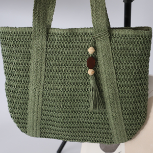 Women's Beach Paper Clutch Purse <strong>Wicker</strong> <strong>Bag</strong> Chains Tassel Zipper Closure Bohemian Vintage Summer Logo Colorful Retro - Product Image 1