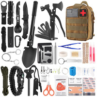 Trousse de premiers secours d'urgence professionnelle complète pour l'extérieur avec outils tactiques SOS, lampe torche, couverture, hache, pelle