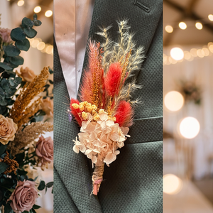 Mini Ramo de Flores Secas, Arreglo Floral Natural, Realista y Duradero, de Paja y Seda, para Decoración de Bodas y Manualidades - Product Image 2
