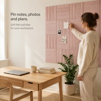 Tableau d'affichage décoratif en feutre rose auto-adhésif en fibres de polyester haute densité pour la maison, le bureau et le studio