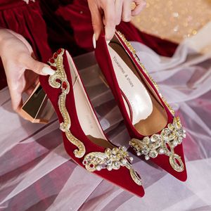 Sandalias de tacón medio con punta en punta y pedrería, zapatos de boda cómodos para mujer - Product Image 2