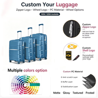 Ensemble de Bagages MGB PP à Coque Rigide, 3 Pièces, Mode Unisexe, Valise de Voyage Emboîtable à Roues Pivotantes