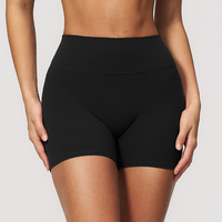 Shorts de sport GM personnalisés avec logo, taille haute, extensibles, sans couture avant, effet push-up, pour gym, fitness, entraînement, cyclisme et yoga