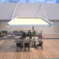 Auvent rétractable motorisé en aluminium avec cadre en aluminium, revêtement en poudre, pour terrasse, balcon, patio