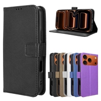 Étui portefeuille en cuir PU texturé diamant de luxe pour iPhone 18 Pro Max/18 Pro, coque à clapet pour téléphone portable