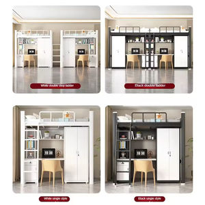 Cama Litera Doble de <span class=keywords><strong>Metal</strong></span> con Escritorio, Estilo <span class=keywords><strong>Loft</strong></span>, para Adultos, Estructura de Hierro Negro, la Más Vendida - Product Image 3