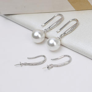 Pendientes de Plata S925 con Estilo Simple Esmerilado para Mujer, 7-8 Perlas, Componentes de Joyería Personalizados, Accesorios de Bricolaje, Bandeja Vacía - Product Image 1