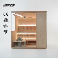 Sauna Exterior de Infrarrojos Lejanos para 3-6 Personas, de Madera de Cedro Rojo Sólido, Cuadrada, con Puerta de Vidrio Completa, para Uso en Villas