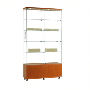 Vitrine Moderne 120cm de Largeur 220cm de Hauteur Portes en Verre Trempé avec Rangement Verrouillable Finition Bois Cerisier - Product Image 2