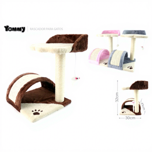 Moderno Tiragraffi per Gatti 41*32*30CM con Struttura in Sisal, Torre per Gatti, Cuccia e Tiragraffi Tutto-in-Uno YM4651 Confezione in Cartone - Product Image 1