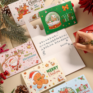 Cartes pliées gaufrées Joyeux Noël avec enveloppes rouges, bonbons de Noël, guirlande, Père Noël, cartes de vœux pour cadeaux de fêtes - Product Image 4