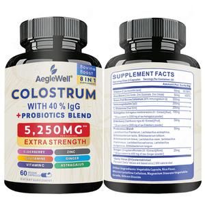 AegleWell Suplemento Inmunológico de Calostro al por Mayor con <span class=keywords><strong>Zinc</strong></span> y Astrágalo, Potencia Extra 5250mg, 60 Cápsulas Vegetales - Product Image 5