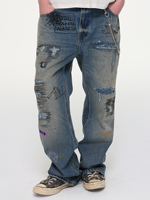 Jeans pour hommes en gros, fabricant OEM ODM, personnalisation, pantalons en denim déchirés à jambe droite, streetwear, fournisseur d'usine, prix d'achat en gros