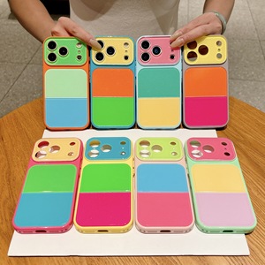 เคสโทรศัพท์แบบ Color-block สำหรับ iPhone 18/17 Pro Max, ช่องเว้าเลนส์ขนาดใหญ่, เคสกันกระแทกสีลูกกวาดแบบ Patchwork สำหรับ 16 Pro - Product Image 1