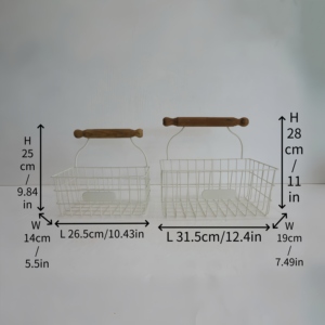 Handmade phong cách hiện đại dây lưới giỏ lưu trữ với tay cầm bằng gỗ cho trang trí nội thất - Product Image 4
