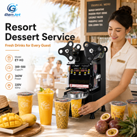 Mesin Penyegel Gelas Otomatis 90/95mm Komersial untuk Bubble Tea Boba Milk Tea, Penyegel Gelas 300-500 Gelas/Jam dengan Sensor Mata Elektronik