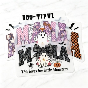 Transfert DTF Maman Fantôme Dessin Animé Adorable, Patch Thermocollant Assorti Famille Halloween pour Impression DIY sur Vêtements - Product Image 3