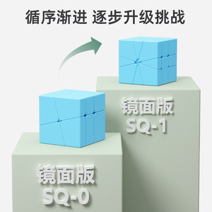 กระจกมือเซนต์แฮนด์ SQ 3x3 ลูกบาศก์แม่เหล็กสีน้ำเงิน ของเล่นเสริมพัฒนาการรูปทรงไม่สม่ำเสมอสำหรับวัยรุ่น - Product Image 3