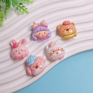 เรซิ่นรูปการ์ตูนน่ารัก - หัวสุนัข กระต่าย หมี แมว สำหรับตกแต่งสมุดภาพและกิ๊บติดผม - Product Image 3