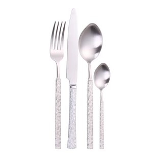 Fancy Stone Patterned Cutlery Stainless Steel Gold Modern Silverware Set Table <strong>Setting</strong>
