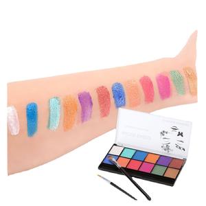 Kit de peinture corporelle et faciale au pochoir et au pinceau, noir fluorescent néon, rouge clown, pour la vente en gros - Product Image 5