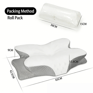 Oreiller cervical en mousse à mémoire de forme réglable en forme de papillon avec noyau en soie glacée - Product Image 2