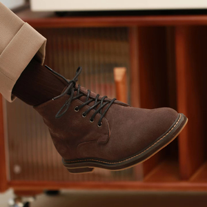XINZI RAIN Wholesale Handmade Real Leather Knight <strong>Boot</strong> Vintage <strong>Brown</strong> Suede <strong>Lace</strong> up Low Heel Men Women Vintage <strong>Boots</strong> - Product Image 5