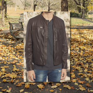 Custom Men's Leather Jacket Spring Casual Collar Zipper Thickening Stitching Patchwork <b>Padded</b> <b>Shirt</b> Jacket Plain Dyed Front - Product Image 2