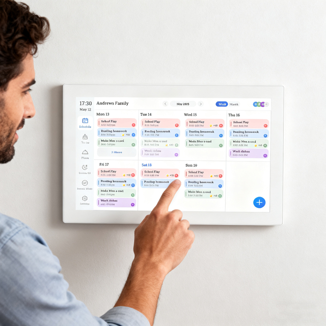 15.6 Inch FHD Electronic Calendar Family with WiFi Sync, MP4 Playback & Dementia Alarm for Household Use
