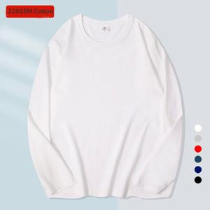 Wholesale 230GSM 100 Cotton <b>Men's</b> Plain Crew Neck Long Sleeve T <b>Shirt</b> Custom Logo Printed Unisex Drop Shoulder Oversized T-<b>Shirt</b> - Product Image 2