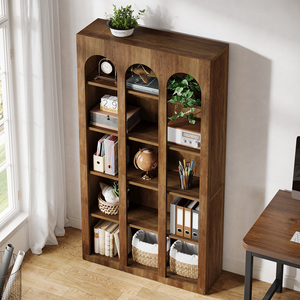 Tủ sách cao 5 tầng trang trại Tủ Sách gỗ mộc mạc 70.87 inch với kệ mở lớn giữa thế kỷ hiện đại kệ sách cổ điển - Product Image 2