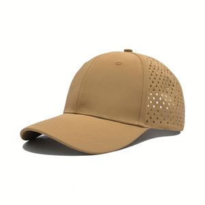 Gorra de béisbol de color liso para hombre, impermeable, de poliéster RPET, con malla perforada a láser y cierre strapback bordado, para comercio exterior. - Product Image 2