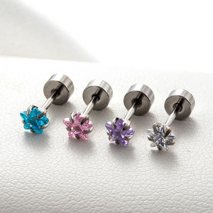 Fashion 316L Stainless Steel Fine <b>Stud</b> Earrings Zircon Jewelry Flat Back <b>Titanium</b> Steel Pushpin Earrings for Women - Product Image 2