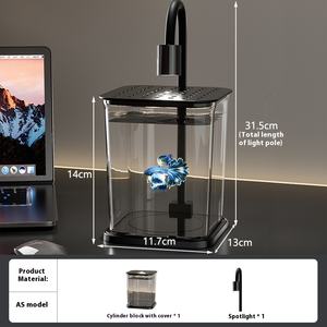 2025 nouveau plastique Transparent Durable petit aquarium de taille moyenne réservoir de poissons de bureau créatif 5W carré pour une utilisation en intérieur pour Betta - Product Image 6