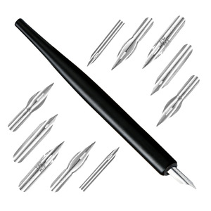 Kalligrafie-Tauchstift-Set mit 5 austauschbaren Metallspitzen und Vintage-Holzgriff für künstlerisches englisches Comic-Zeichnen - Product Image 2