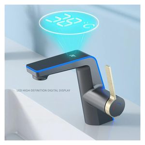 Thông Minh Kỹ thuật số hiển thị nhiệt độ <span class=keywords><strong>LED</strong></span> thủy điện thông minh Brass phòng tắm lưu vực bồn rửa lỗ duy nhất Gốm Thanh Lịch - Product Image 4