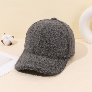 Gorro de Béisbol de 6 Paneles, Grueso, Cálido, Informal, Retro, de Moda, para Otoño e Invierno, Color Sólido Personalizado, Imitación Lana de Cordero - Product Image 3