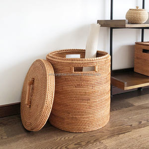ตะกร้าเก็บของอเนกประสงค์ทรงรี วัสดุหวายน้ำ ยี่ห้อ WINTOP สไตล์โบโฮ หรูหรา เป็นมิตรกับสิ่งแวดล้อม ใช้เป็นถังขยะได้ - Product Image 4