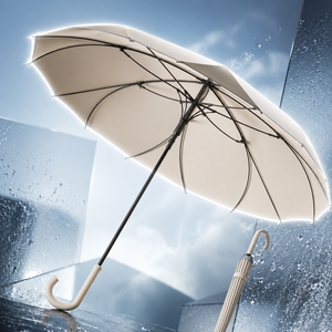 Parapluie OEM personnalisé avec logo, à ouverture automatique, poignée en J, bord festonné lotus, 16 baleines, pour femme, cadeau de marque - Product Image 1