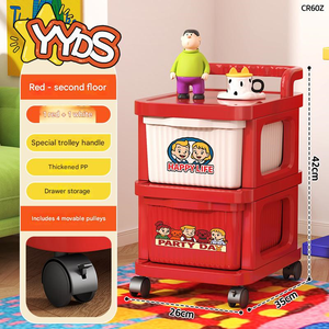 رف تخزين متحرك بخمس طبقات على طراز الدوبامين مصنوع من مادة البولي بروبيلين، خزانة تخزين متنقلة للوجبات الخفيفة، مناسبة لغرفة المعيشة والمنزل وغرفة النوم وجانب السرير - Product Image 5