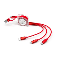 Kabel Data USB 5 in 1 Harga Grosir Murah, Logo Custom, Kabel USB Retractable Pengisian Cepat 3 in 1 untuk Hadiah Promosi