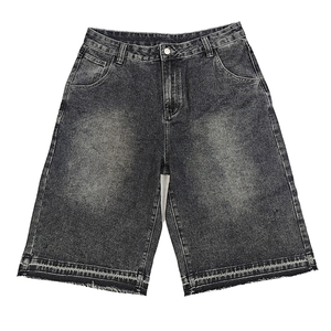 Wholesale OEM Services <b>Men's</b> Mid Rise Denim Zipper Fly <b>Skating</b> Baggy Anti-Wrinkle Breathable Summer Fashion Unisex Denim Shorts - Product Image 1