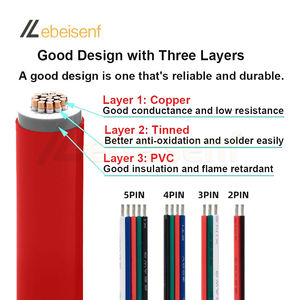10 м/партия <span class=keywords><strong>2</strong></span>-контактный <span class=keywords><strong>3</strong></span>-контактный 4-контактный 5-контактный светодиодный проводной кабель 22 AWG проводник ПВХ Изолированный проводник параллельный Электрический кабель Шнур - Product Image 2