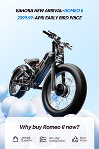 Bicicleta Eléctrica Híbrida Retro Eahora Romeo 2 52v 60ah 2500w, Bicicleta Eléctrica de Carretera y Montaña con Llantas Gruesas - Product Image 3