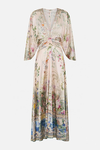 Vestido Largo de Seda Australiana <span class=keywords><strong>Camila</strong></span> con Cuello en V, Manga Larga, Estampado Floral, Satinado, Casual, Estilo Imperio, Estampado Digital, Lavable, Estilo Étnico - Product Image 6