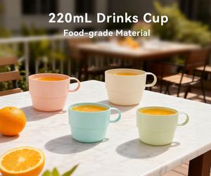 Tasses à thé en plastique de 7 oz, tasses à café durables et légères, tasses à boire pour enfants sans BPA, pour la maison, les pique-niques en plein air, le camping, tasses empilables - Product Image 4