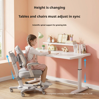 Escritorio de Estudio Ergonómico Ajustable para Niños, Escritorio para Laptop, Esquinas Redondeadas Anti-Colisión, Panel de Madera Mate Resistente