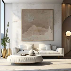 Art mural moderne neutre Wabi Sabi, tons terreux beiges, peinture abstraite texturée minimaliste pour la maison et la galerie - Product Image 3
