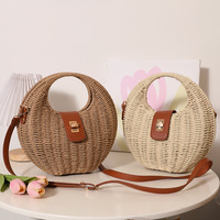 Sac bandoulière en papier tressé avec fermoir, nouvelle collection – Sac à main tendance avec boucle, idéal pour les vacances à la plage en été